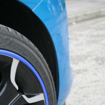 Close Up Of A Blue Citroen With Dimond Cut Silver And Black Alloy Wheels And Blue AlloyGator Alloy Wheel Rim Protector