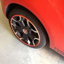 Close Up Of A Orange Citroen With Dimond Cut Silver And Black Alloy Wheels And Orange AlloyGator Alloy Protector